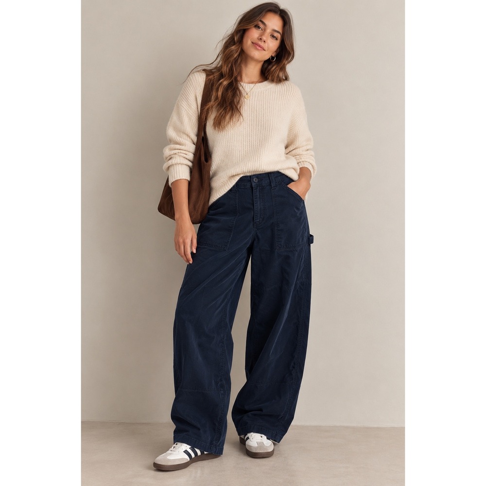 Hollister Low-Rise Taper Baggy Pants Navy Blue Utility Carpenter Gorpcore 00R